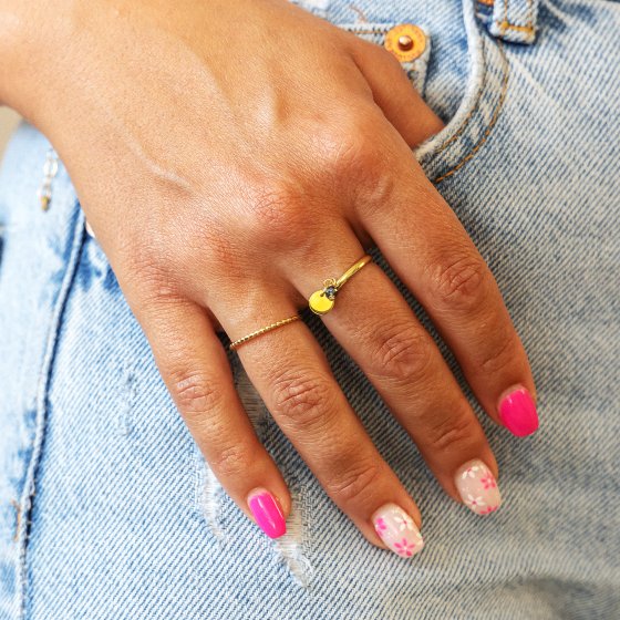 Ring 925 Silber halb-halb Kugeln vergoldet 