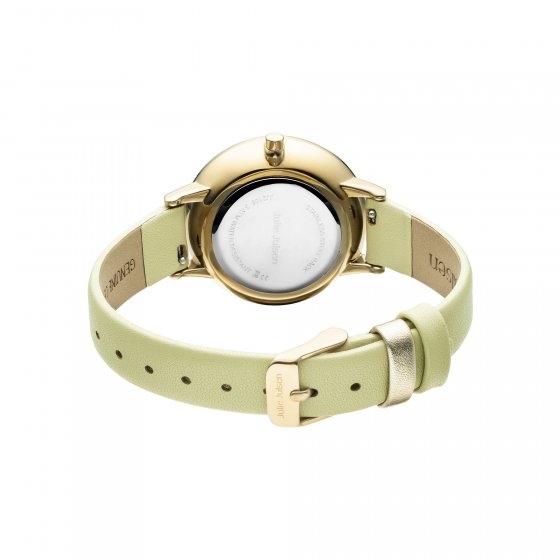 Damenuhr Edelstahl vergoldet Lederband gelb Basic Line 