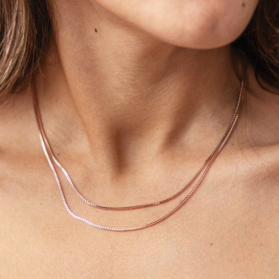 Collier 925/- Sterling Silber Venezianer Kette rosé vergoldet zweireihig 