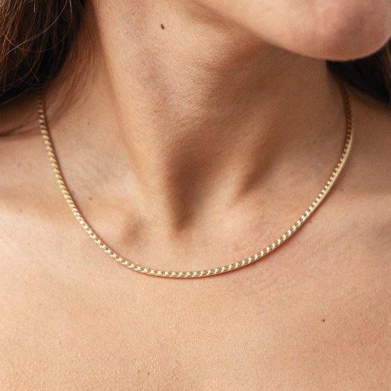 Collier 925 Silber vergoldet Panzerkette rund 