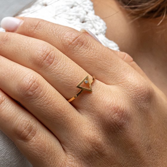 Ring 925 Sterling Silber gelb vergoldet Zirkonia Dreieck 