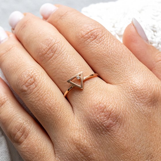 Ring 925 Sterling Silber rosé vergoldet Zirkonia Dreieck 