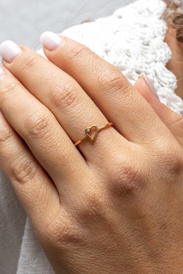 Ring 925/- Sterling Silber vergoldet Zirkonia Herz 