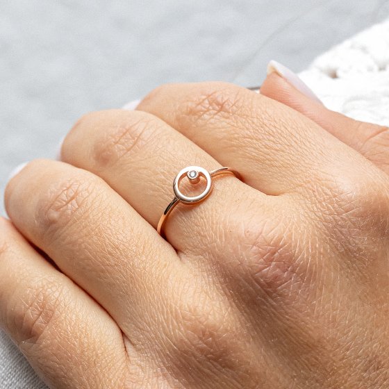 Ring 925 Sterling Silber rosé vergoldet Zirkonia Kreis 