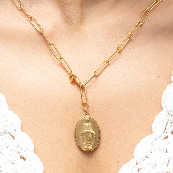 Anhänger mit Kette 925/- Sterling Silber vergoldet Madonna 