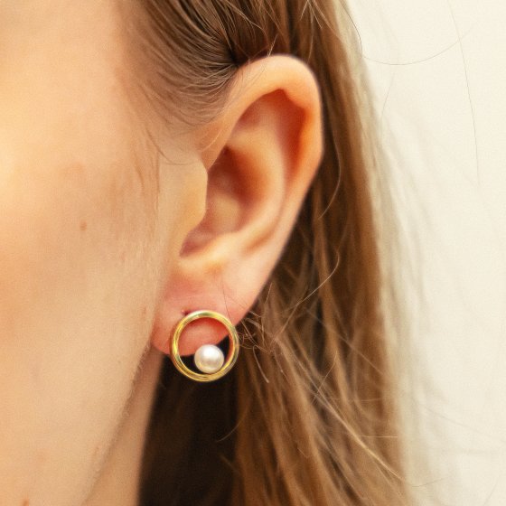 Ohrringe Gold 375 Perle weiß 4,5mm 