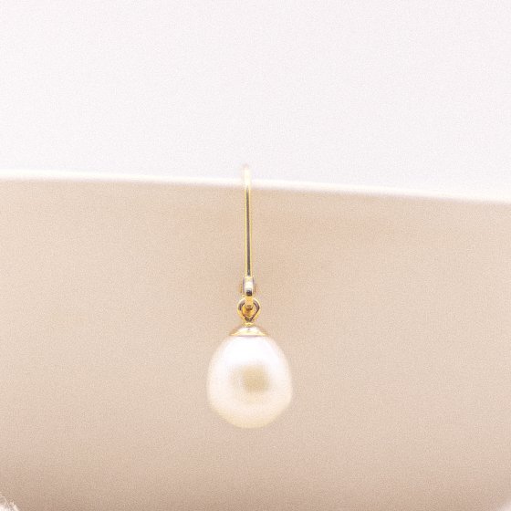 Ohrringe 585 Gold Perle weiß 8-8,5mm 