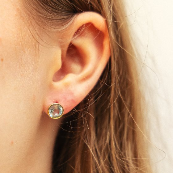 Ohrringe Gold 375 mit echtem Blautopas (beh.) 7mm 