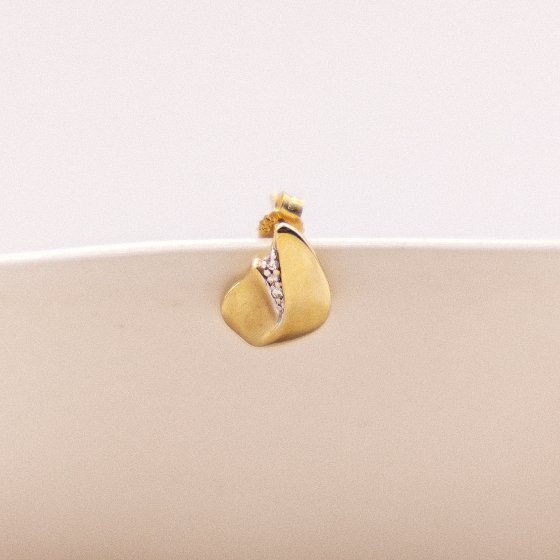 Ohrstecker Gold 375 zweifarbig mit weißen Zirkonia-Steinen 