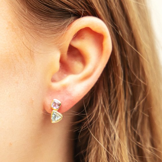 Ohrringe Gold 375 Blautopas (beh.) + Amethyst 