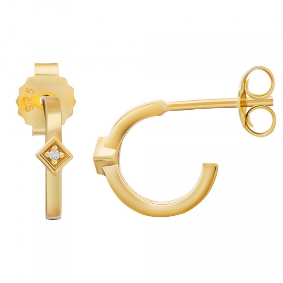 Creole 925 Sterling Silber vergoldet Raute Zirkonia 