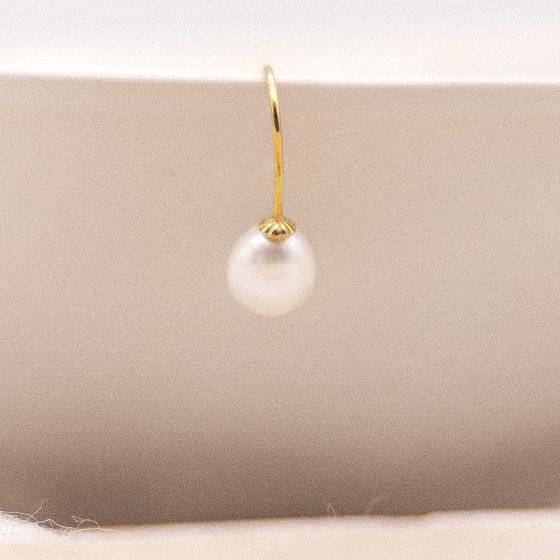 Ohrhänger 585 Gold Perle weiß 8-8,5mm 