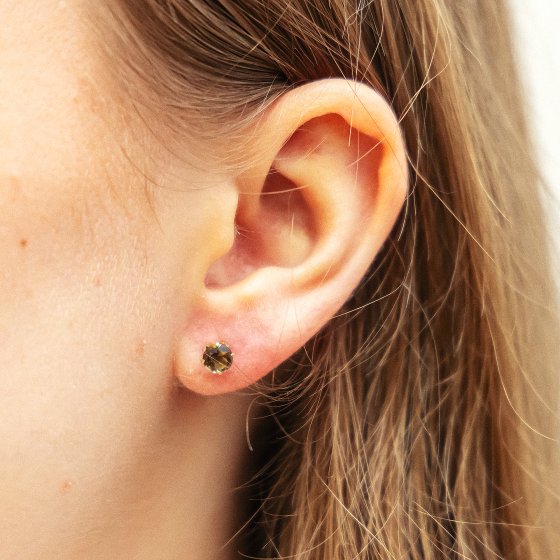 Ohrringe Gold 585 mit echtem Rauchquarz 5mm 