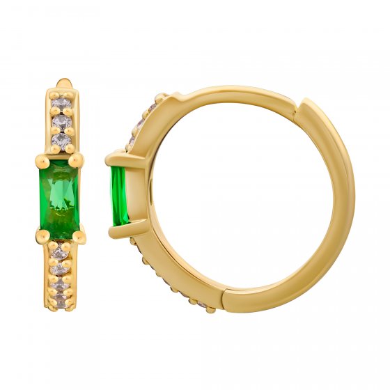 Creole 925 Sterling Silber gelb vergoldet Baguette Stein grün Zirkonia 