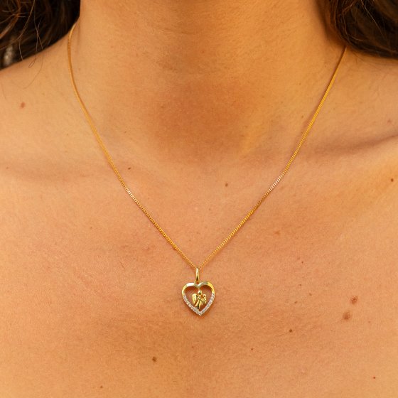 Halskette Gold 333 mit Zirkonia weiß und Engel-Motiv 
