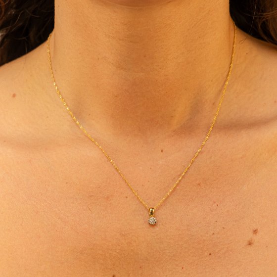 Halskette 375 Gelbgold mit Zirkonia weiß 45cm lang 