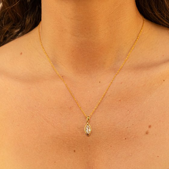 Halskette Gold 333 mit weißem Zirkonis-Stein 42cm lang 