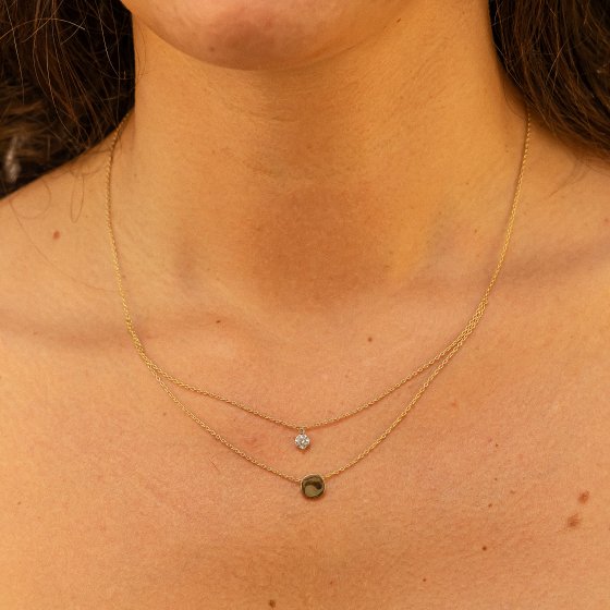 Halskette Gold 375 zweifarbig Zirkonia 