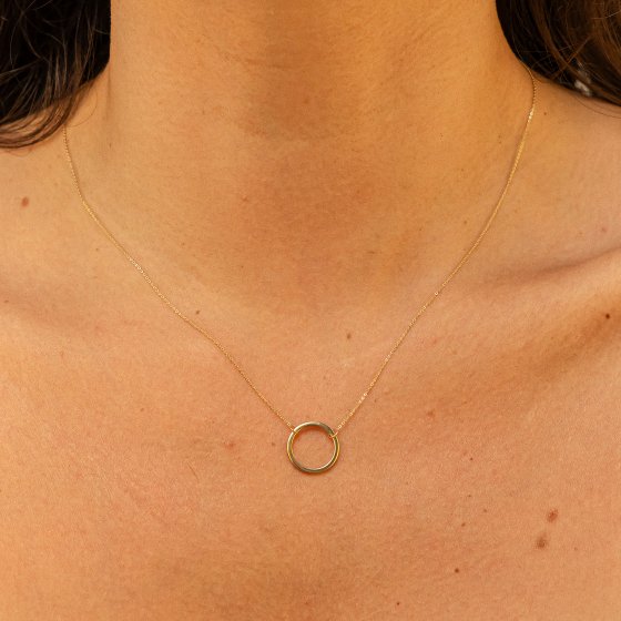 Halskette Gold 375 45/42cm lang Kreis Motiv 