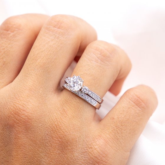 Ring Silber 925 zweiteilig mit Zirkonia weiß 
