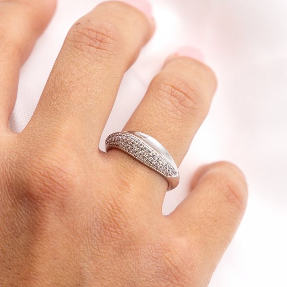 Ring Silber 925 rhodiniert mit Zirkonia weiß 