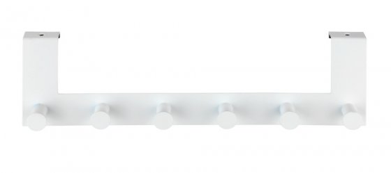 Türgarderobe Mod. Celano Weiß, 6 Haken, für Türfalzstärken bis 2 cm