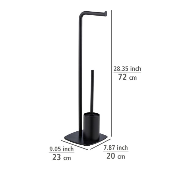 Stand WC-Garnitur Mod. Iria Schwarz, mit WC-Papierrollenhalter und WC-Bürste 