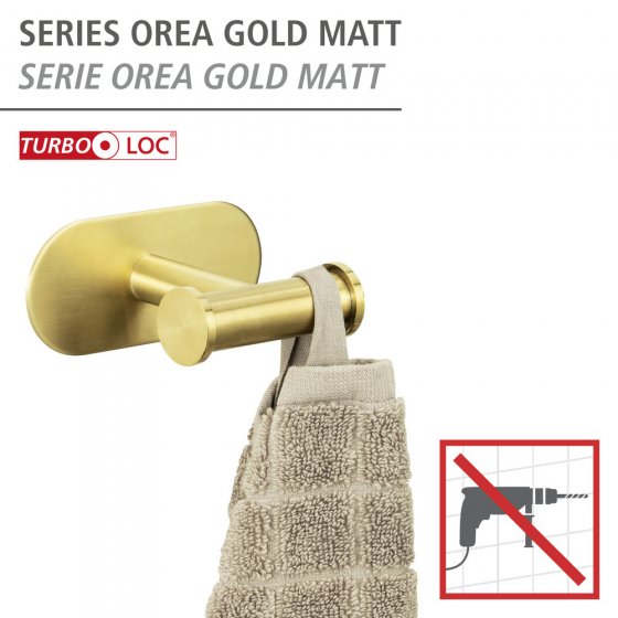 Turbo-Loc® Wandhaken Mod. Orea Duo Gold Matt, Befestigen ohne bohren 