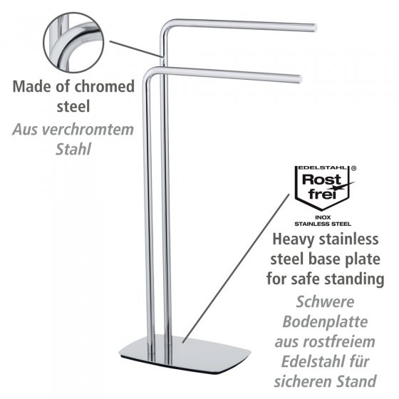 Handtuchständer Mod. Iria Chrom, mit 2 Handtuchstangen 