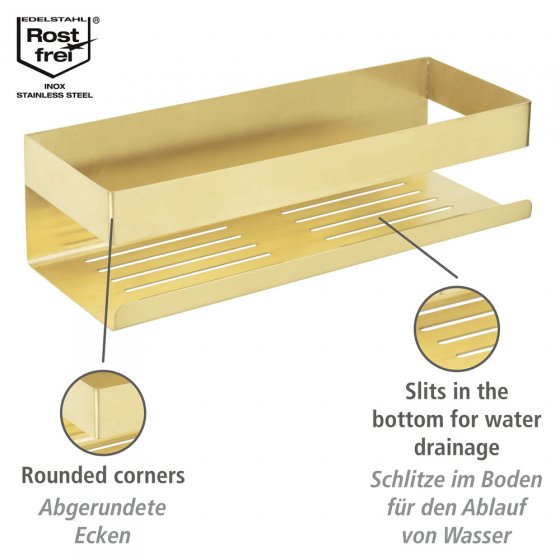 Turbo-Loc® Wandablage Mod. Genova Gold Matt, Befestigen ohne Bohren 