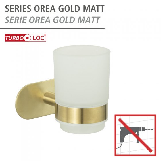 Turbo-Loc® Zahnputzbecher Mod. Orea Uno Gold Matt, Befestigen ohne bohren 