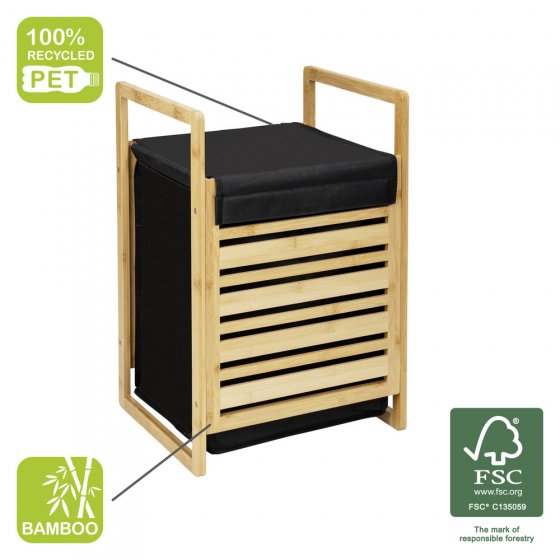 Wäschetruhe Mod. Ecori, FSC®-zertifizierter Bambus, recyceltes Polyester 
