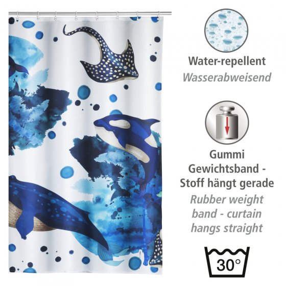 Duschvorhang Mod. Aquaris, 180 x 200 cm, Textil (100 % recyceltes Polyester) 