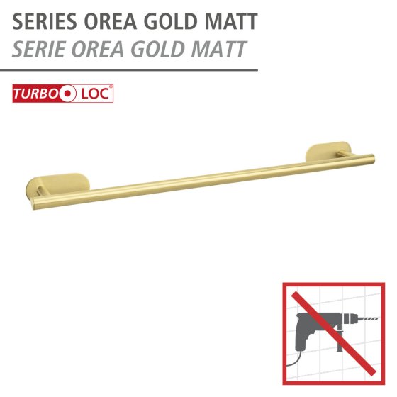 Turbo-Loc® Badetuchstange Uno Mod. Orea Gold, 60 cm, Befestigen ohne bohren 