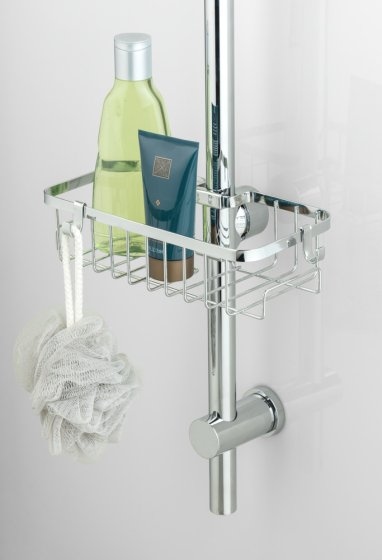 Duschstangencaddy Mod. Floresta Eckig, Anbringung ohne Bohren und Schrauben 