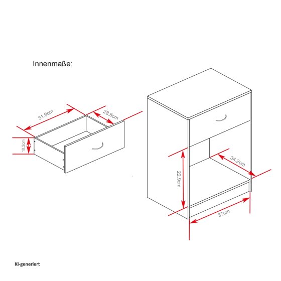 Nachtschrank mit 1 Schublade 2er-Set Nina Sonoma Weiß 