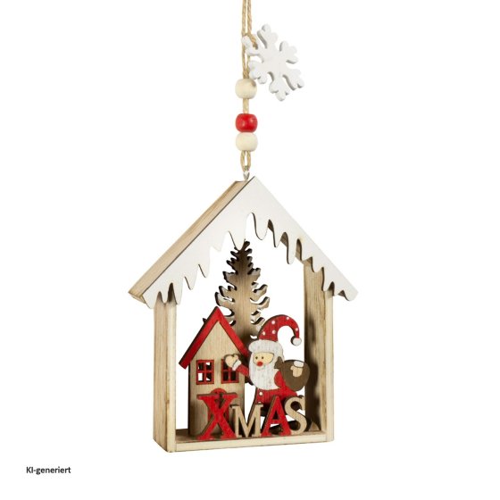 Baumschmuck Häuschen bunt, 2er Set Holz 