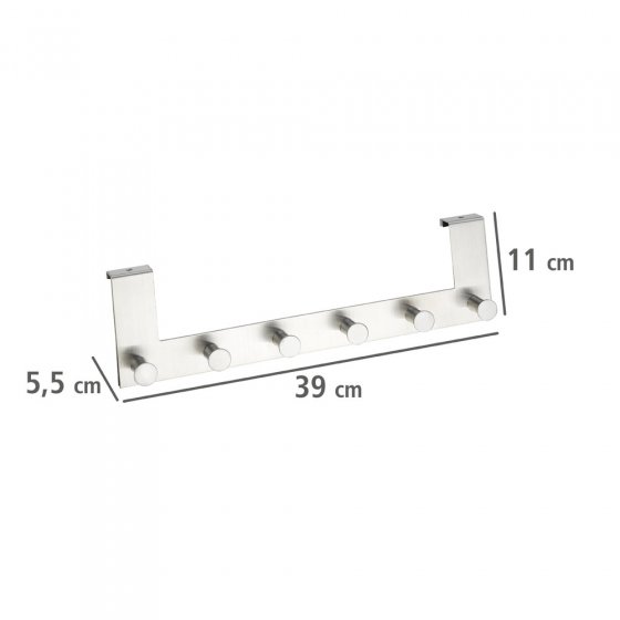 Türgarderobe Edelstahl Mod. Celano, 6 Haken, für Türfalzstärken bis 2 cm
