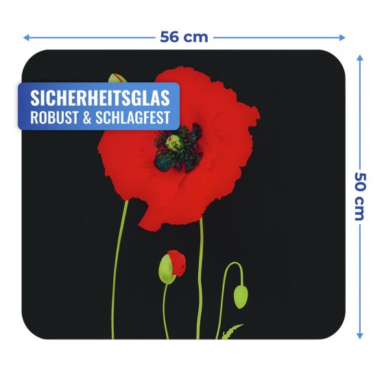 Multi-Platte Mod. Mohn, Spritzschutz, Herdblende, Schneidbrett