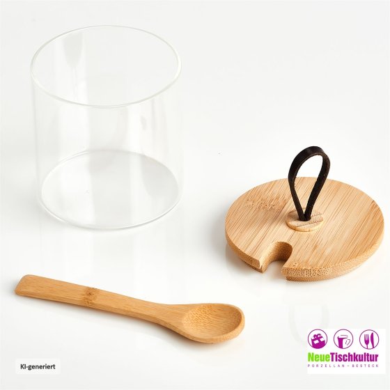 Vorratsglas rund Holzdeckel mit Schlaufe 