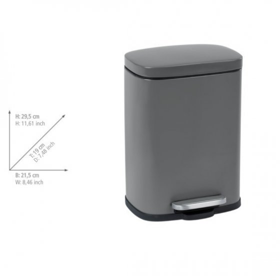 Treteimer Mod. Leno Easy-Close Grau, lackierter Stahl, Absenkautomatik 