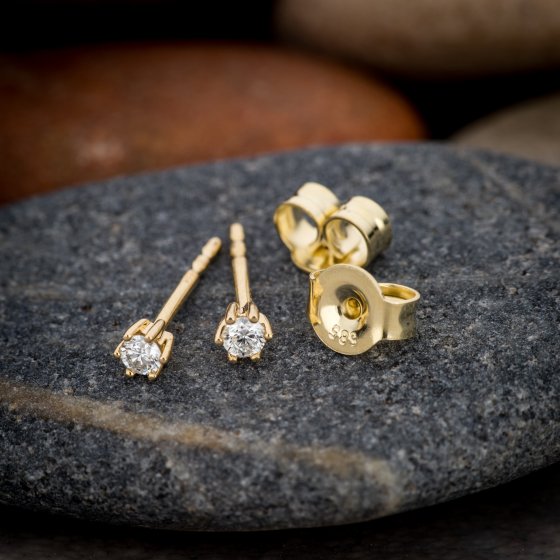 Ohrringe Gold 585 mit 2x Brillant zus. 0,10ct. 