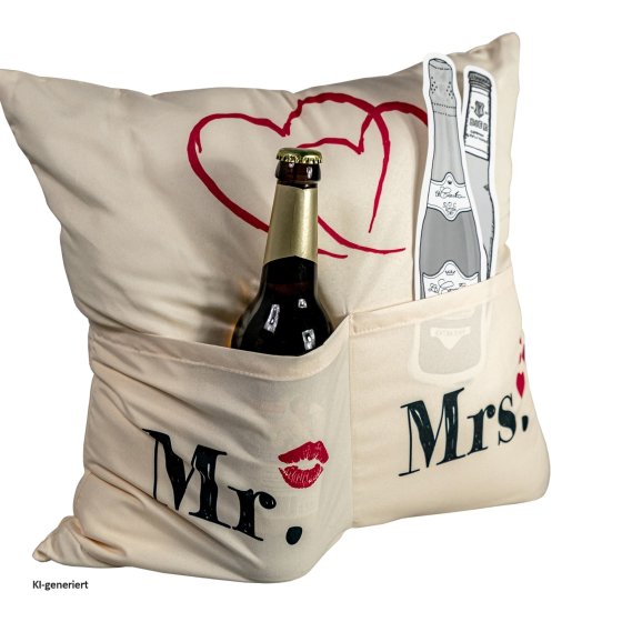 Kissen mit Taschen Mr.   Mrs. 