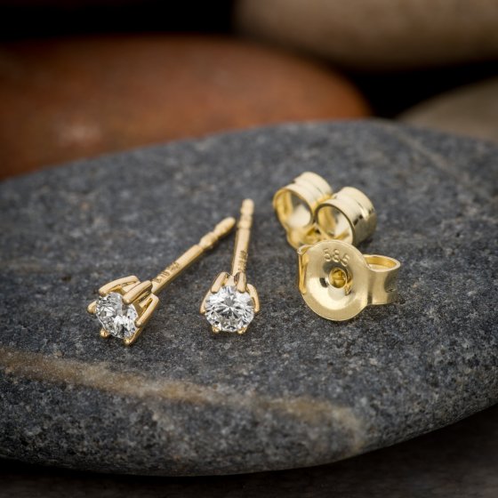 Ohrringe Gold 585 mit 2x Brillant zus. 0,20 ct. 