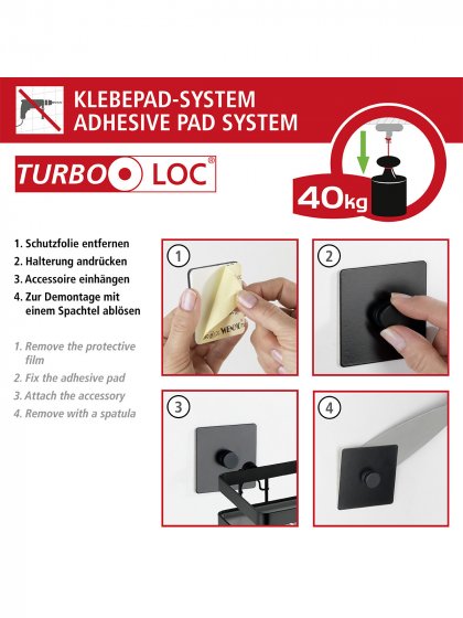 Turbo-Loc® WC-Garnitur Mod. Carpino Schwarz, Befestigen ohne Bohren