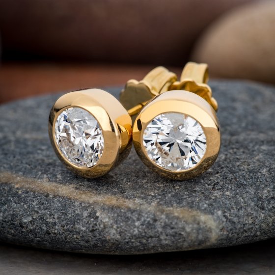 Ohrringe Gold 750 mit 2x Brillant zus. 2,00 ct. 
