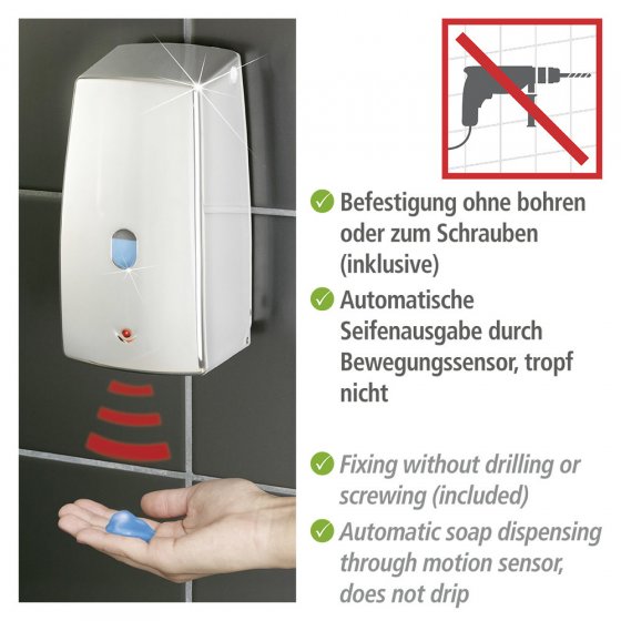 Infrarot Seifenspender Mod. Treviso Chrom 650 ml, automatischer Flüssigseifen-Spender, 650 ml