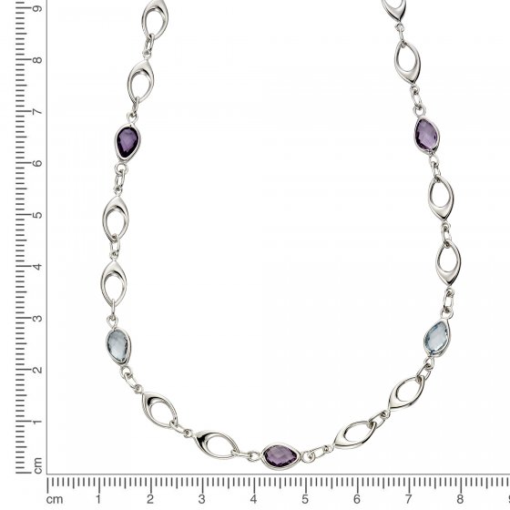 Halskette Gold 375 Blautopas (beh.) + Amethyst 