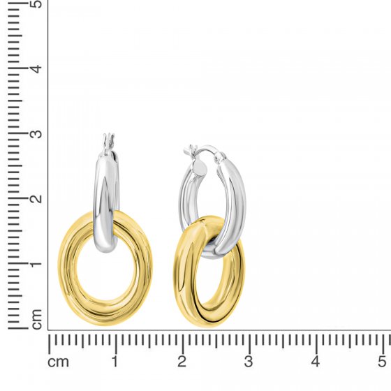 Creolen mit Einhänger 925 Sterling Silber zweifarbig 