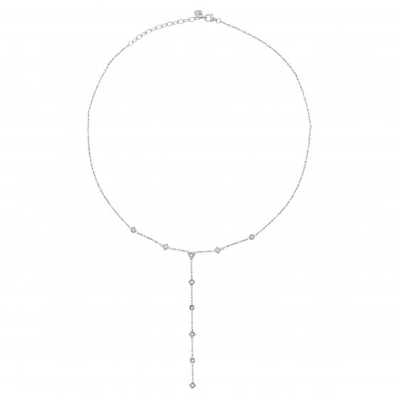 Halskette 925 Silber rhodiniert Y-Kette mit Zirkonia 